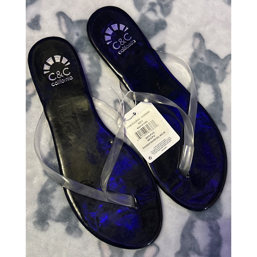 NEW C&C California Jelly Clear Strap‎ Flip Flops Women's Size 8